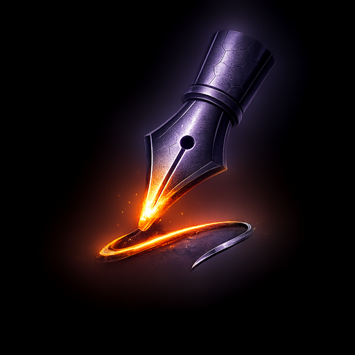 Forged logo design icon — pen nib drawing a molten stroke